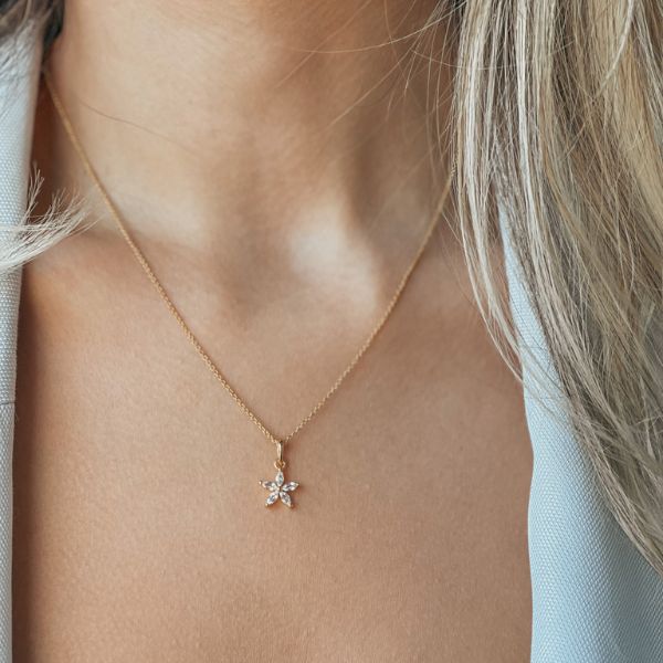 Colier din argint Golden Blossom - Topaz Alb