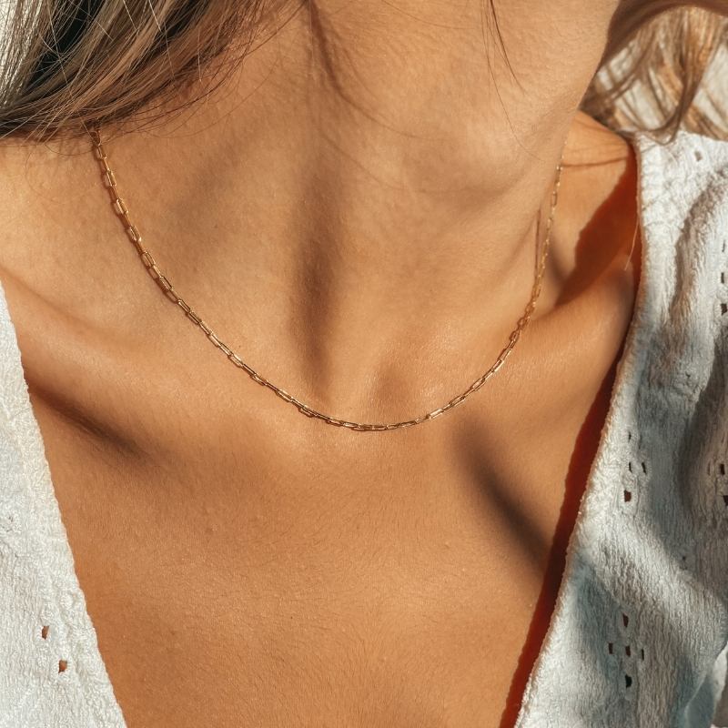 Colier din argint choker Golden Paperclip