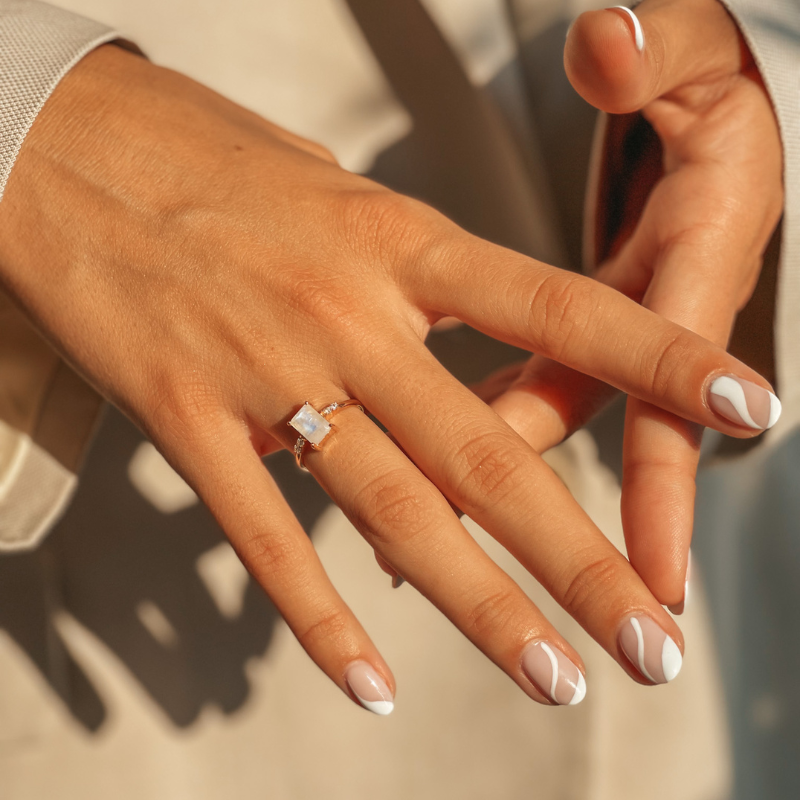 Inel din argint Rose Gold Evie - Piatra Lunii