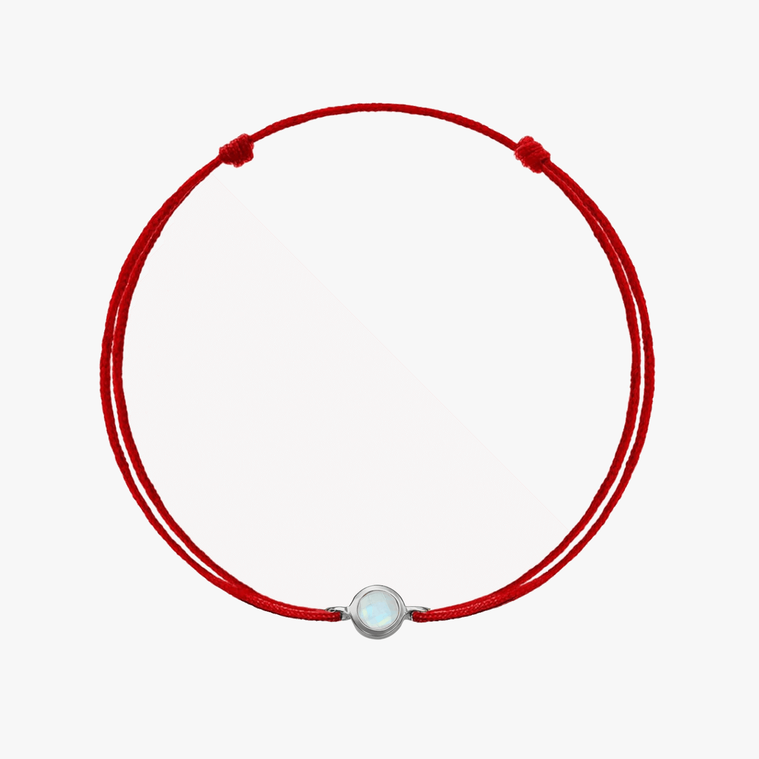 Birthstone Ezüst Június Ezüst Zsinór Karkötő - Holdkő - Indira