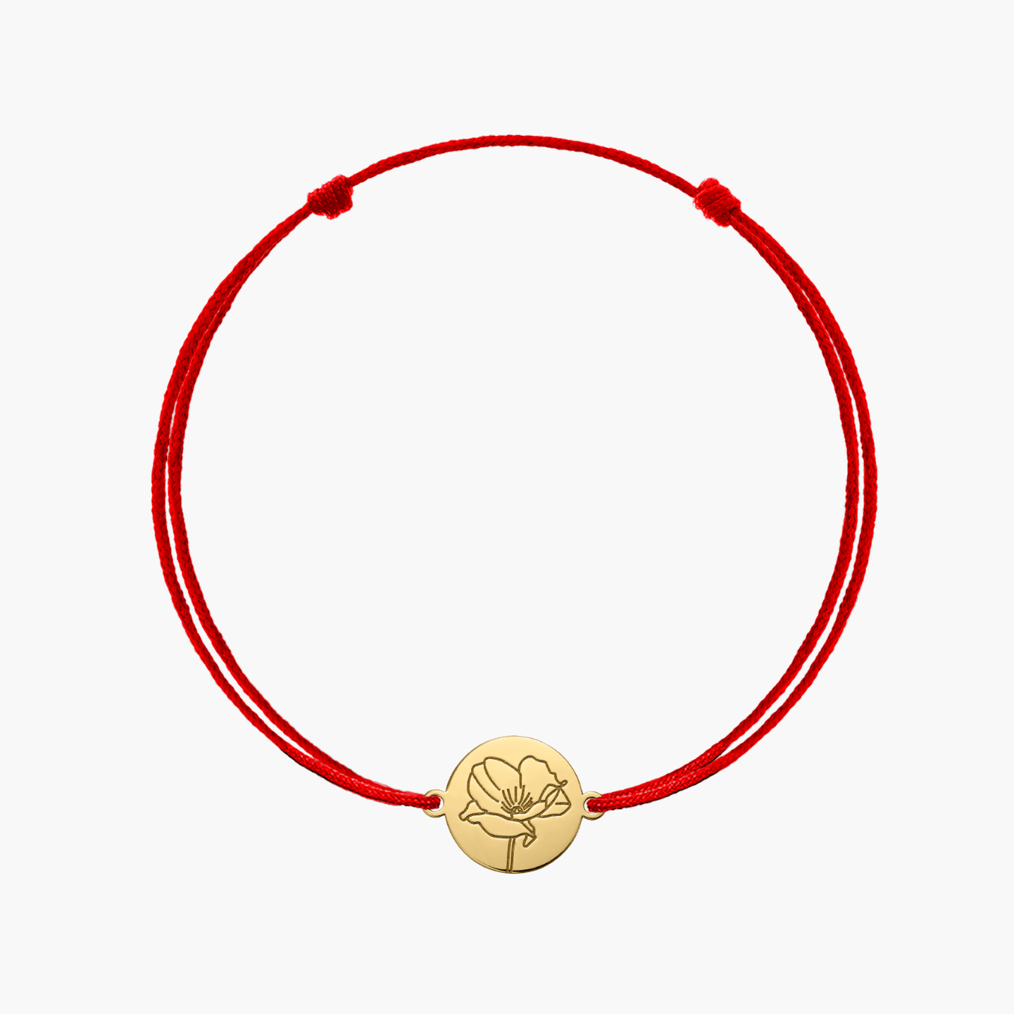 Ezüst zsinór karkötő Golden Birth Flower - Augusztus Pipacs - Indira