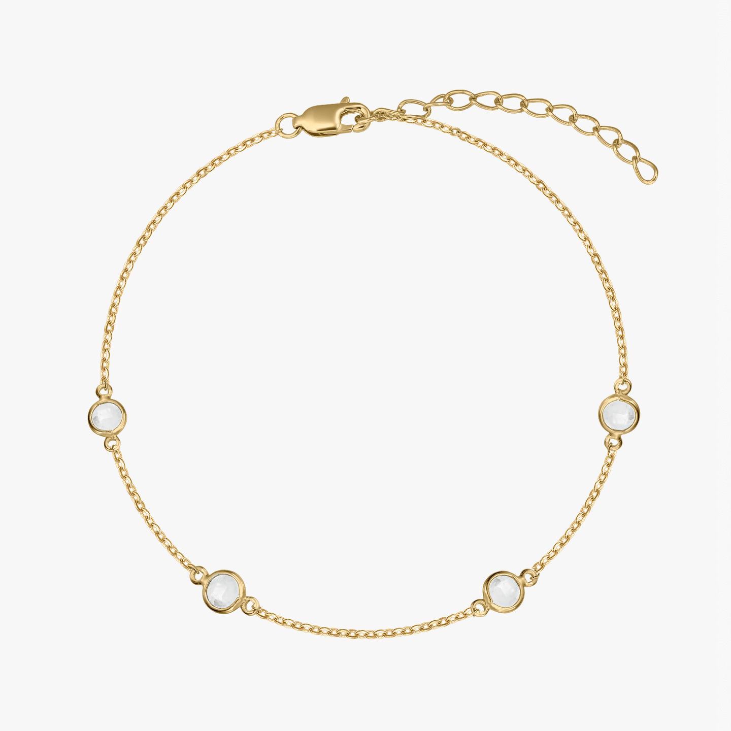 Indira Birthstone Golden áprilisi ezüst karkötő - Fehér Topáz