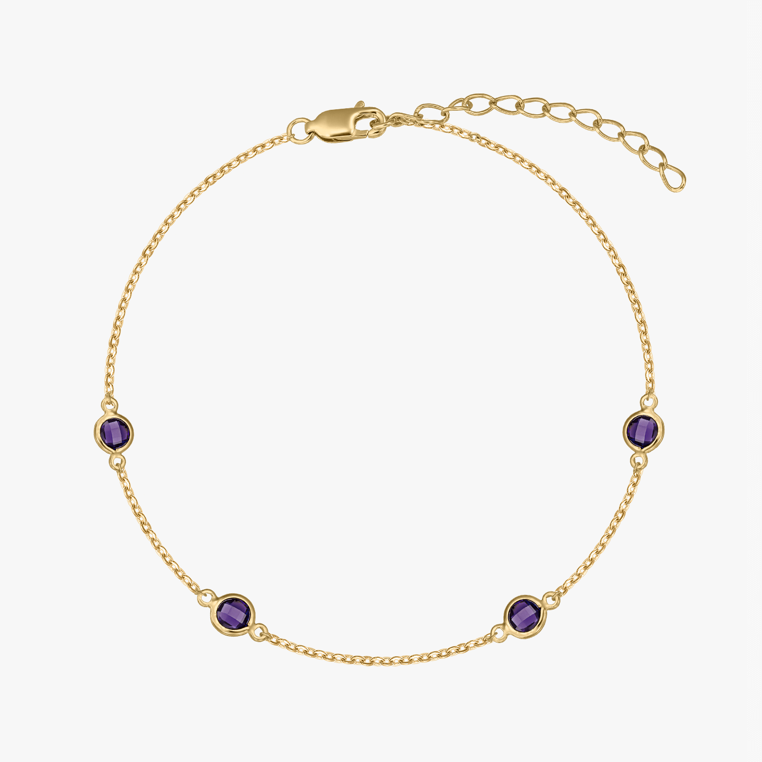 Birthstone Golden februári karkötő ezüstből - Ametiszt - Indira