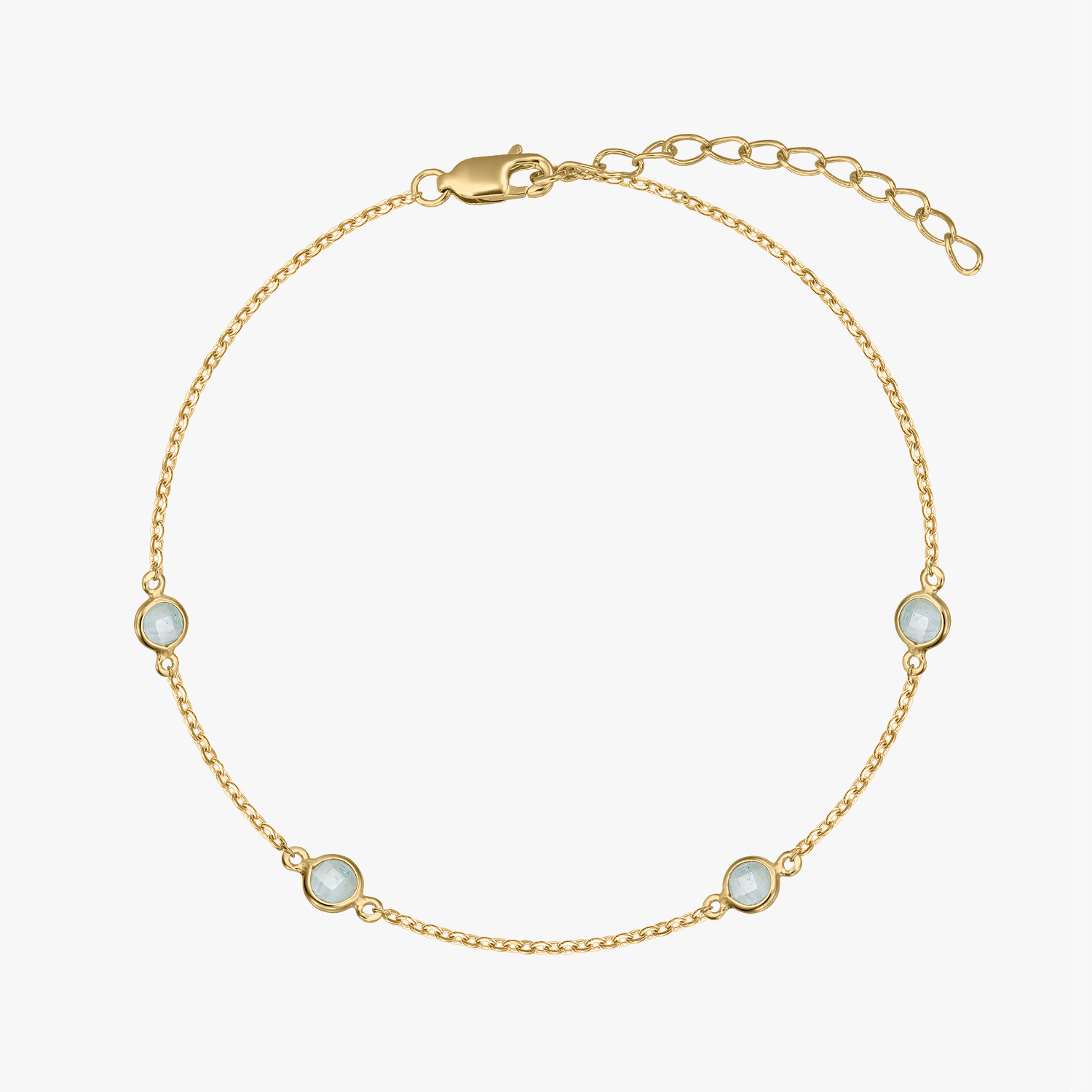 Ezüst Birthstone Golden March karkötő - Akvamarin - Indira