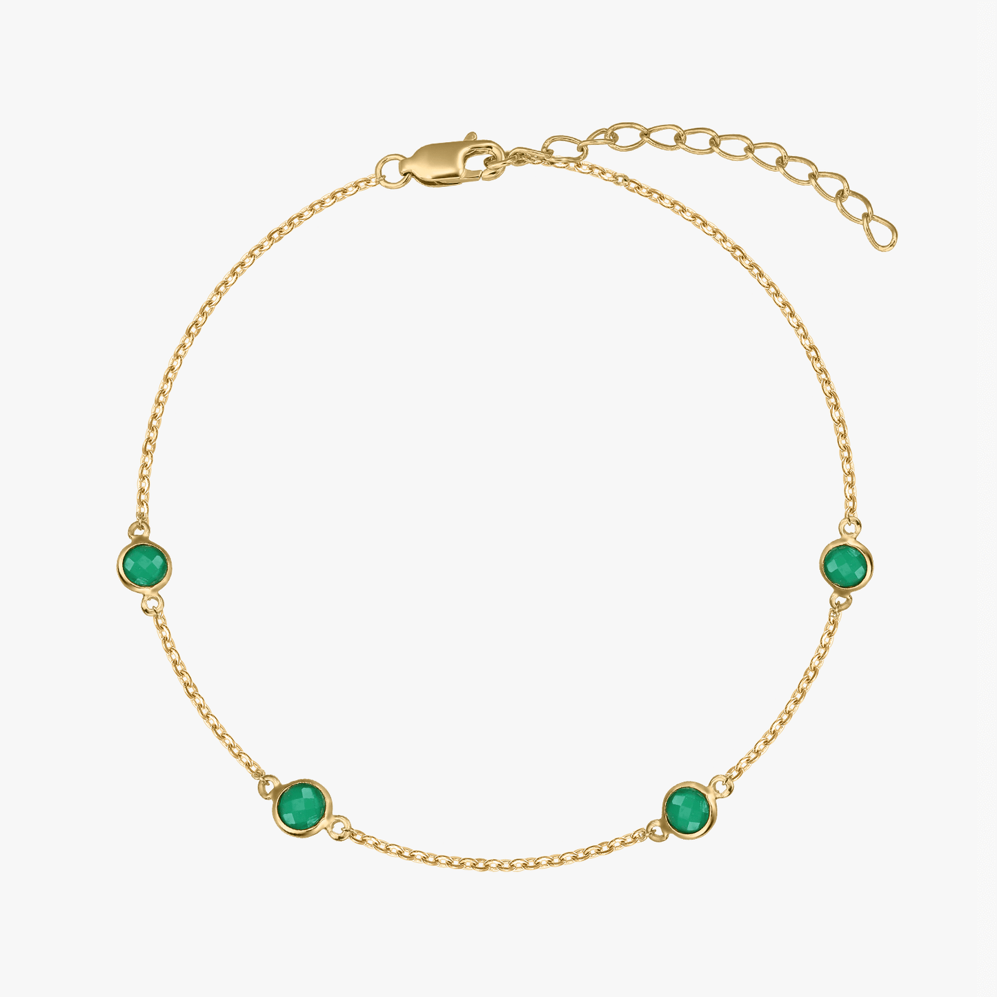 Brățară din argint Birthstone Golden May - Onix Verde