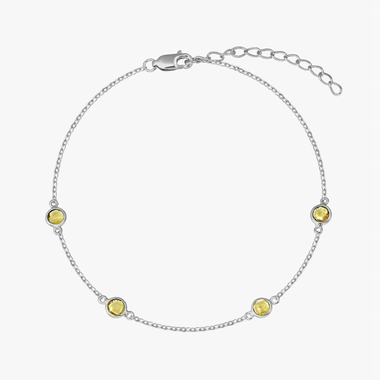 Ezüst Birthstone karkötő – November – Citrin – Indira