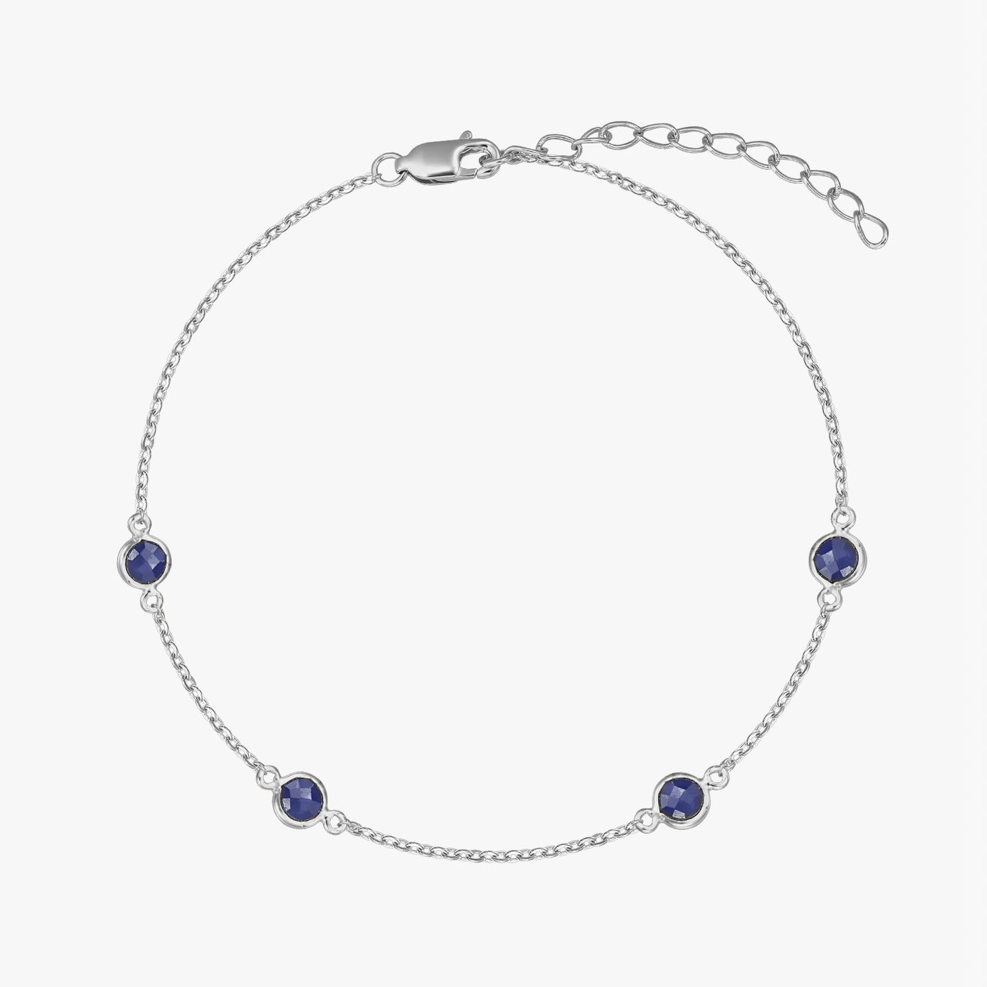 Ezüst Birthstone szeptemberi karkötő - Zafír - Indira