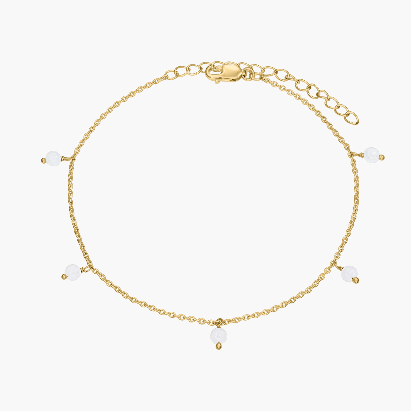 Brățara de picior din argint Golden Gem Droplet - Piatra Lunii - Indira