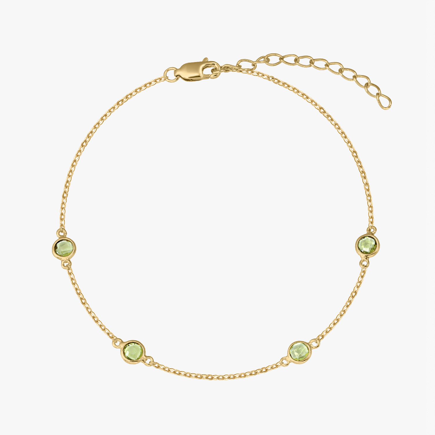 Birthstone Golden August ezüst karkötő - Peridot - Indira