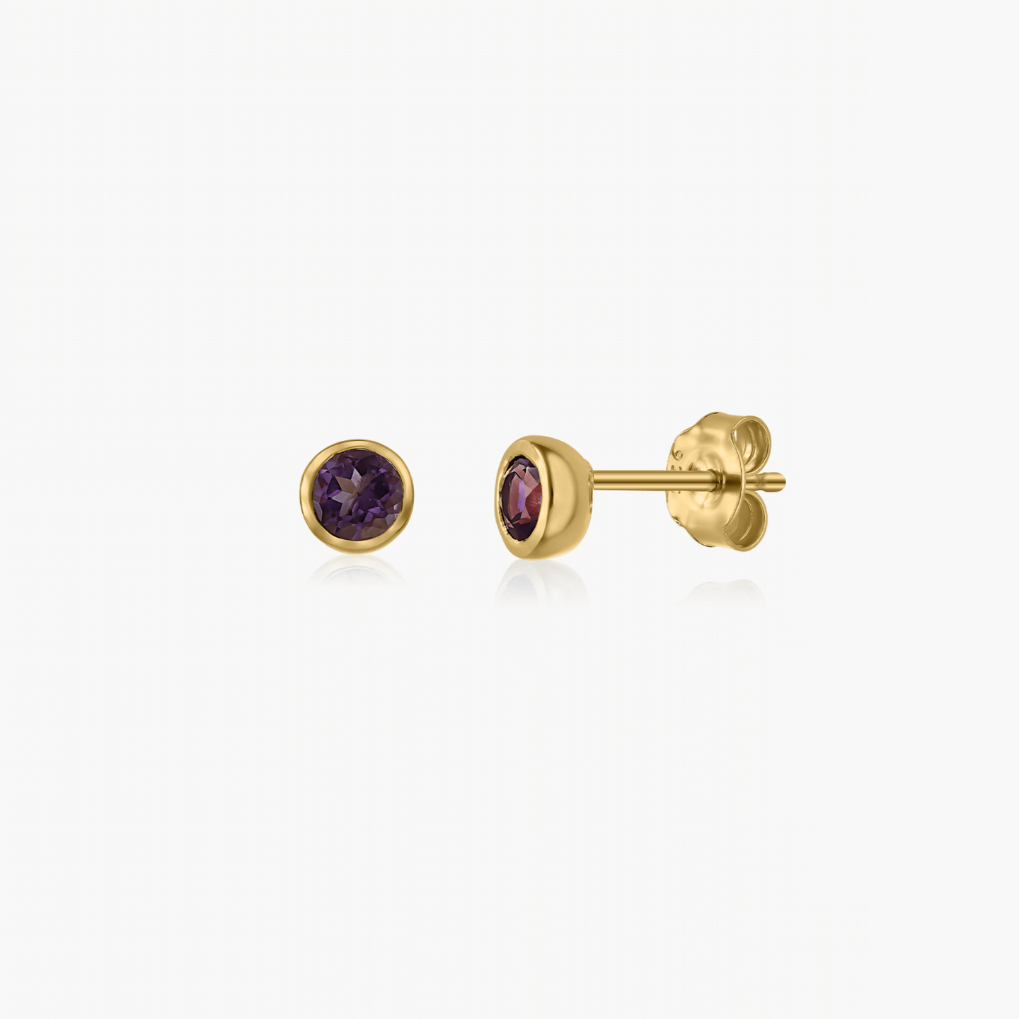 Cercei din argint Birthstone Golden February - Ametist - Indira