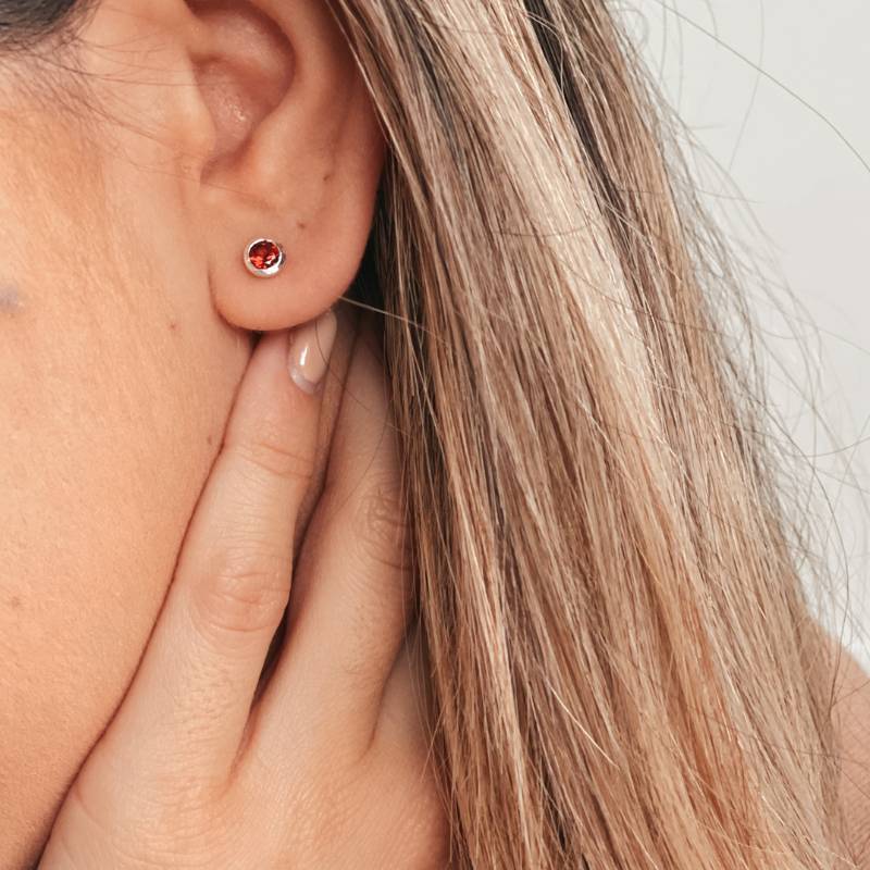 Cercei din argint Birthstone January - Granat