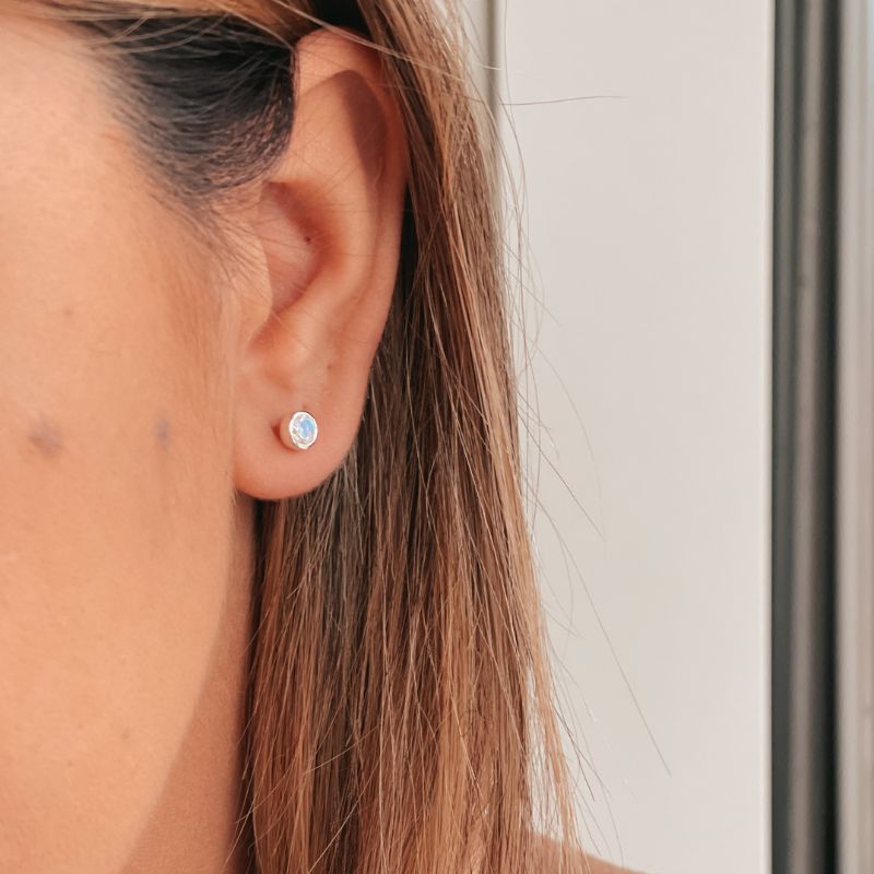 Cercei din argint Birthstone June - Piatra Lunii