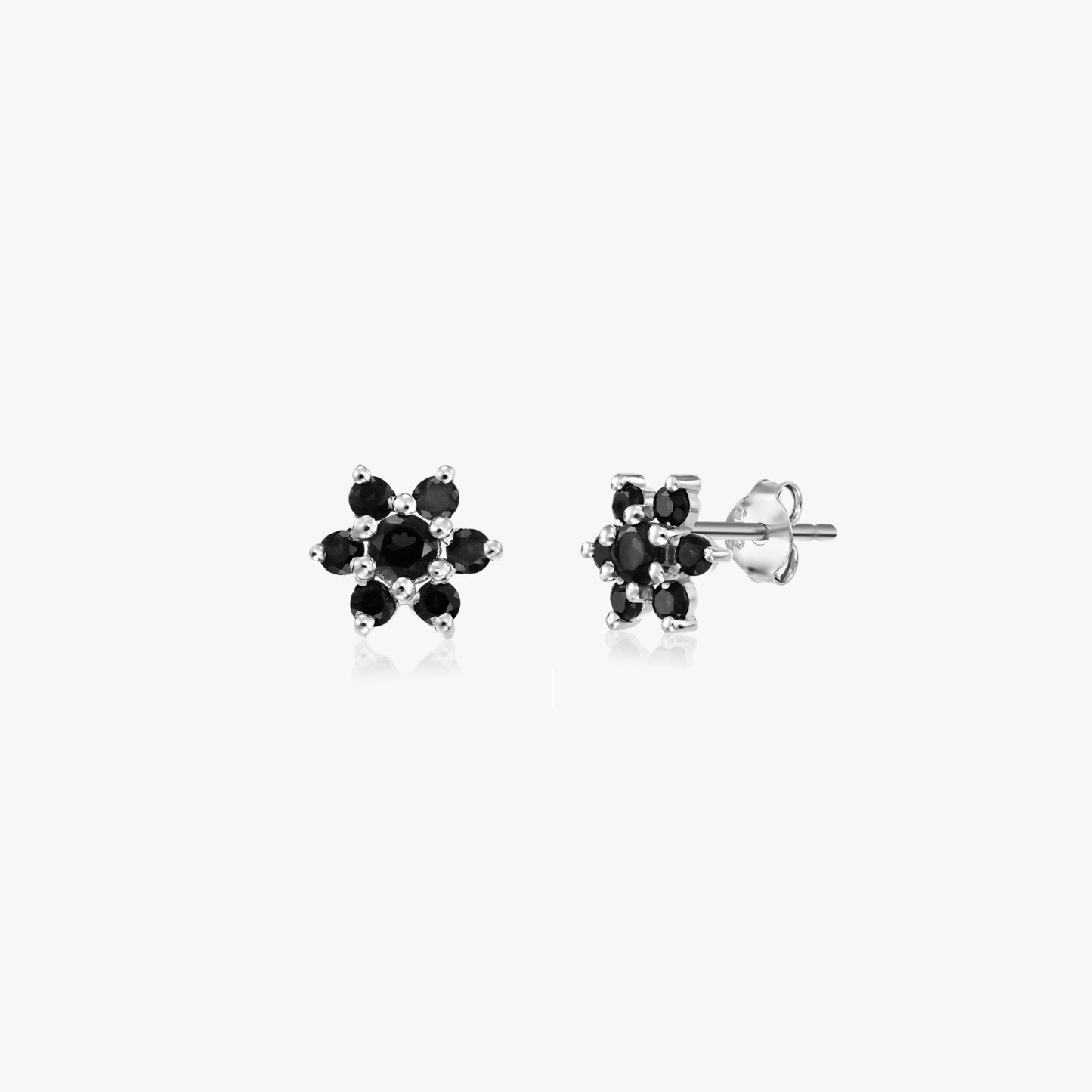 Cercei din argint Dahlia - Onix Negru