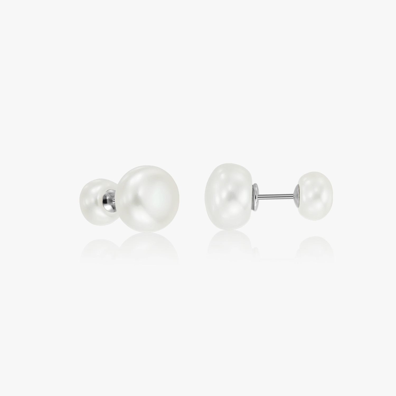 Cercei din argint Double Pearl Studs - Perle Naturale