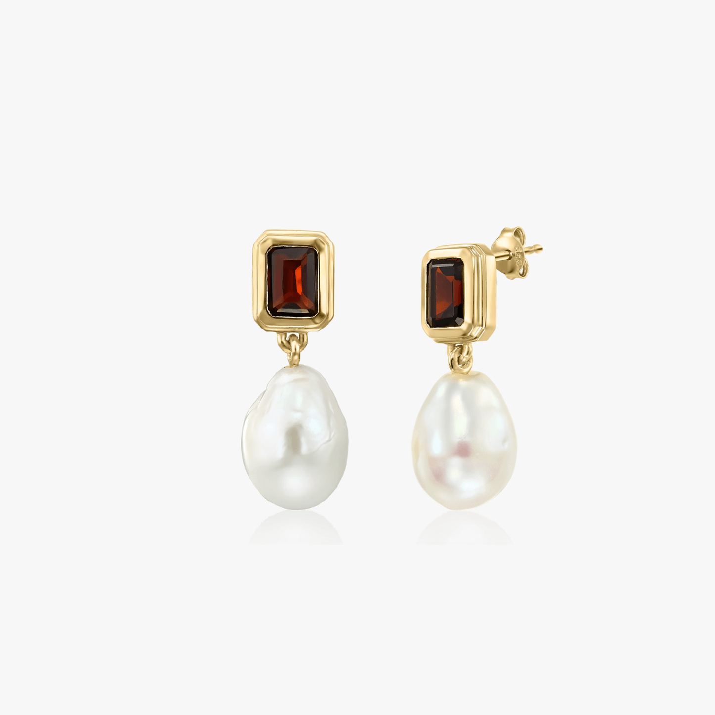 Cercei din argint Gold Antique - Granat Perle Naturale