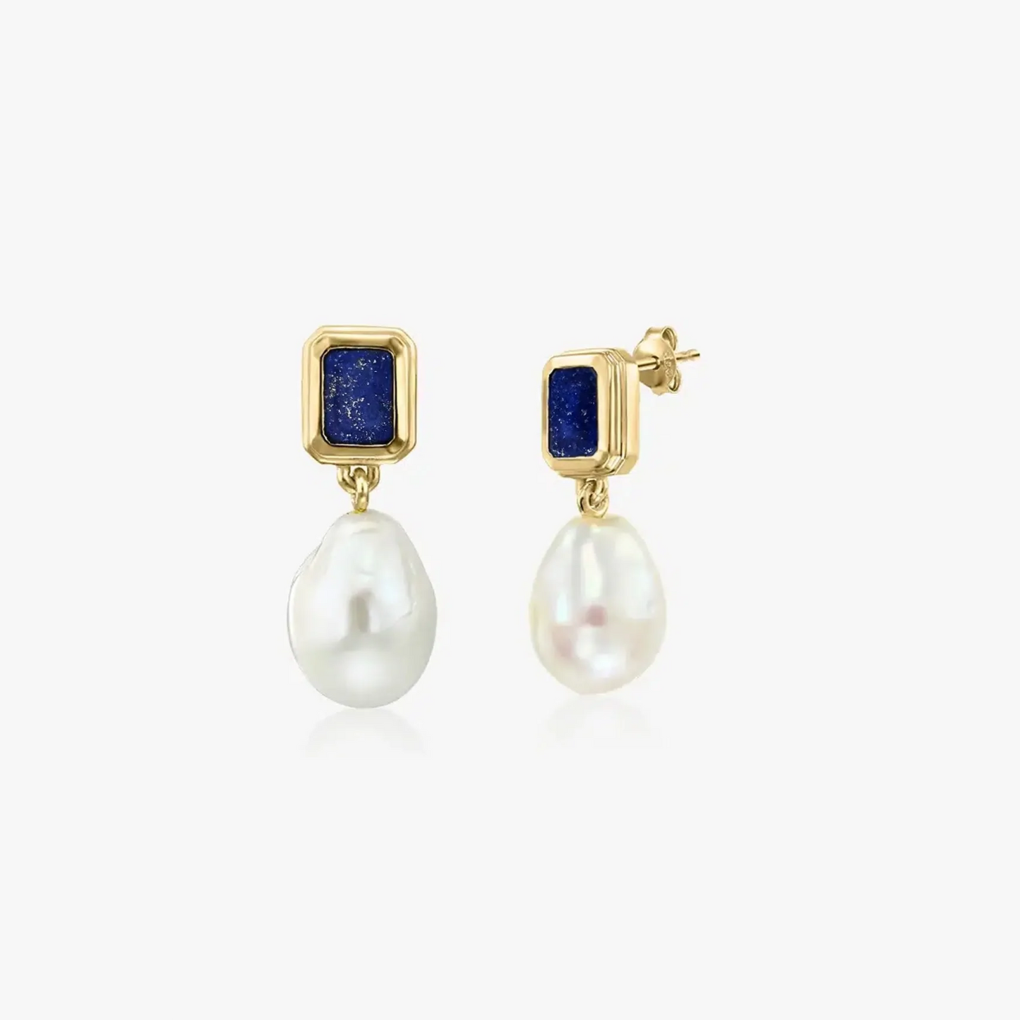 Cercei din argint Gold Antique - Lapis, Perle Naturale