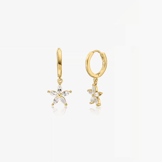 Cercei din argint Golden Blossom - Topaz Alb - Indira