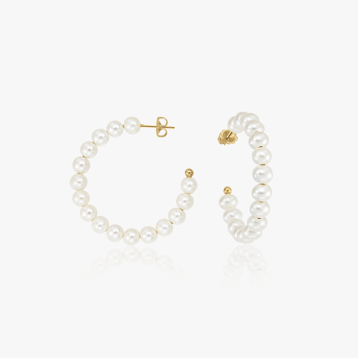 Cercei din argint Golden Pearl Hoops - Perle naturale