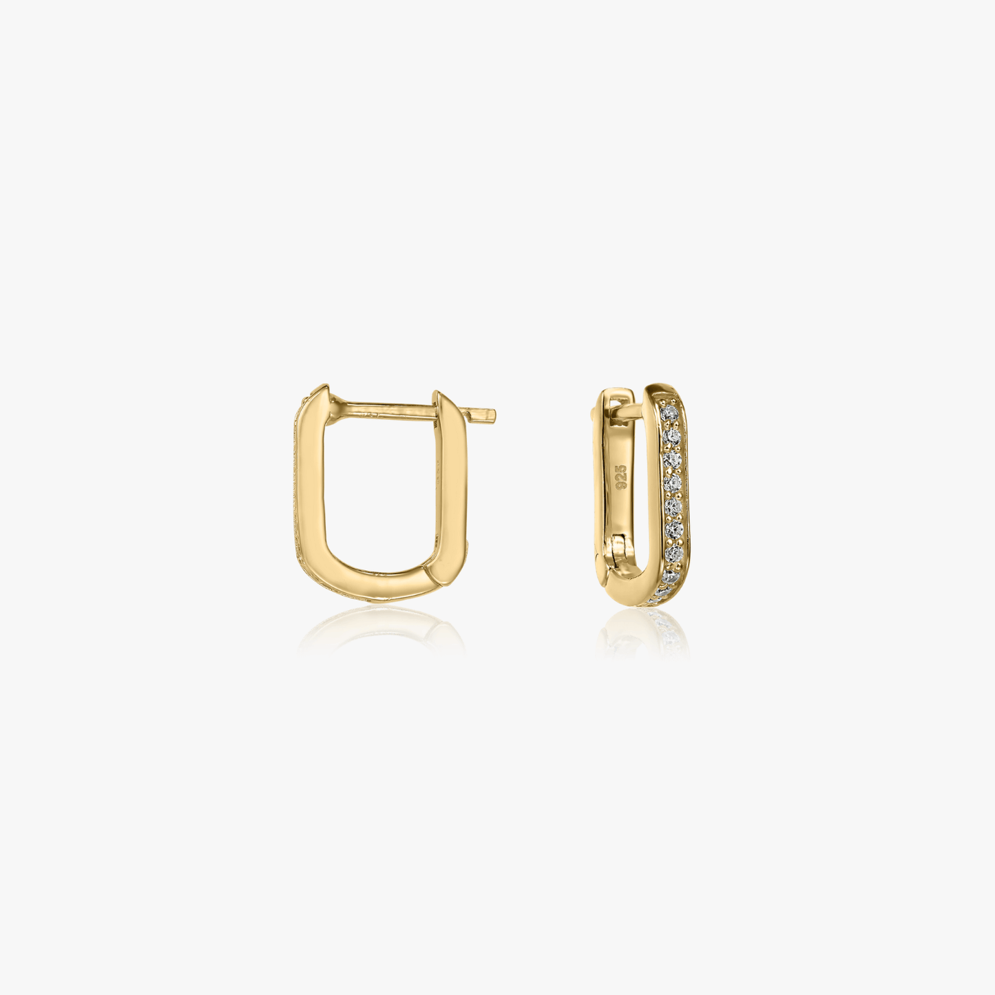 Cercei din argint Golden U Hoops - Zirconiu