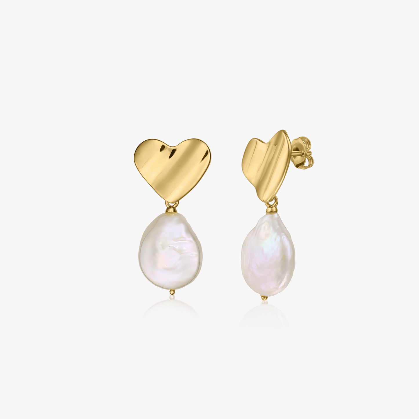 Cercei din argint Heart of Gold - Perle Naturale