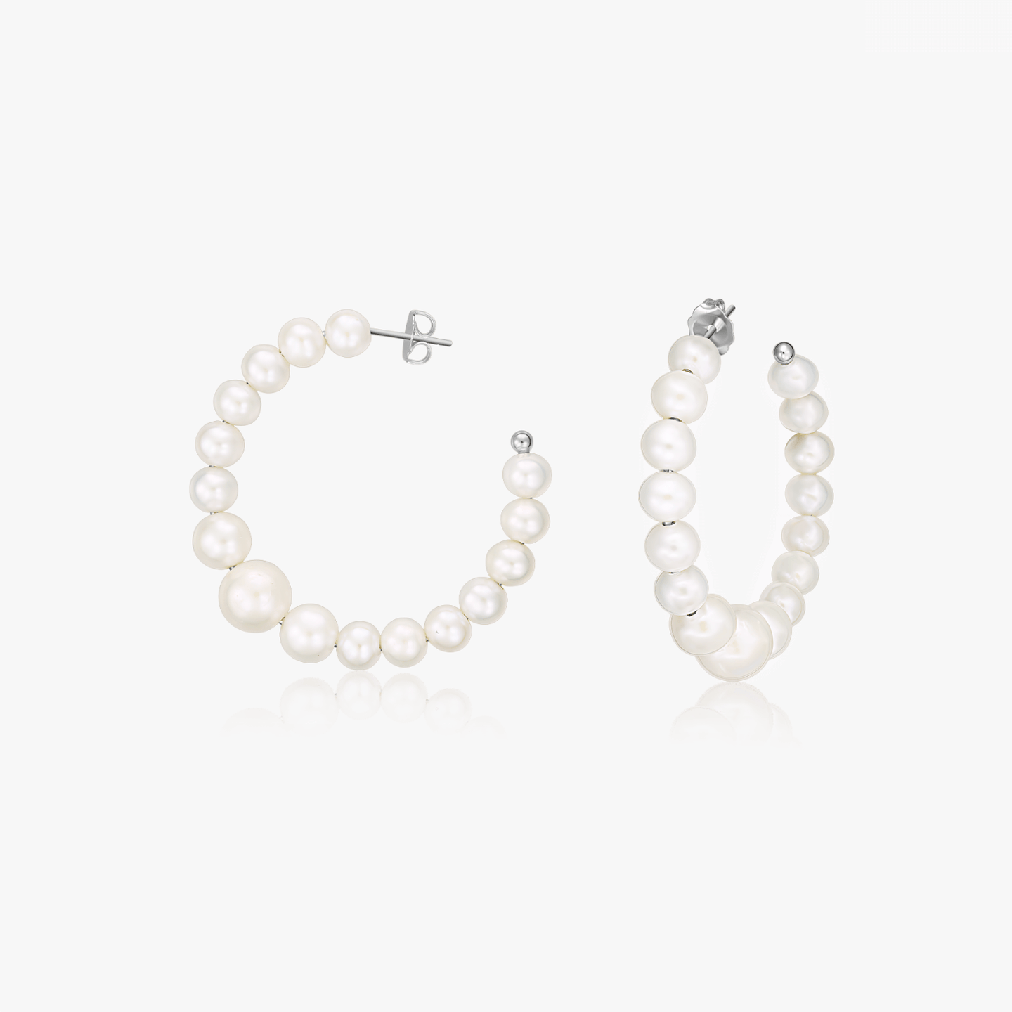 Ezüst Pearl Hoops fülbevaló - Természetes gyöngyök - Indira