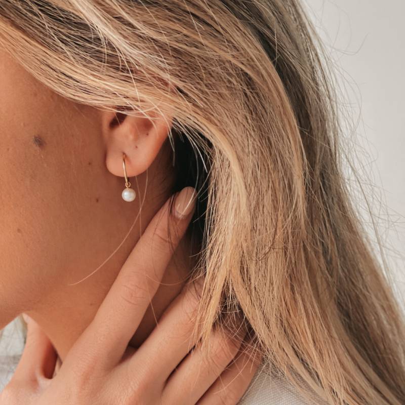Cercei din aur Little Drop - Perle Naturale