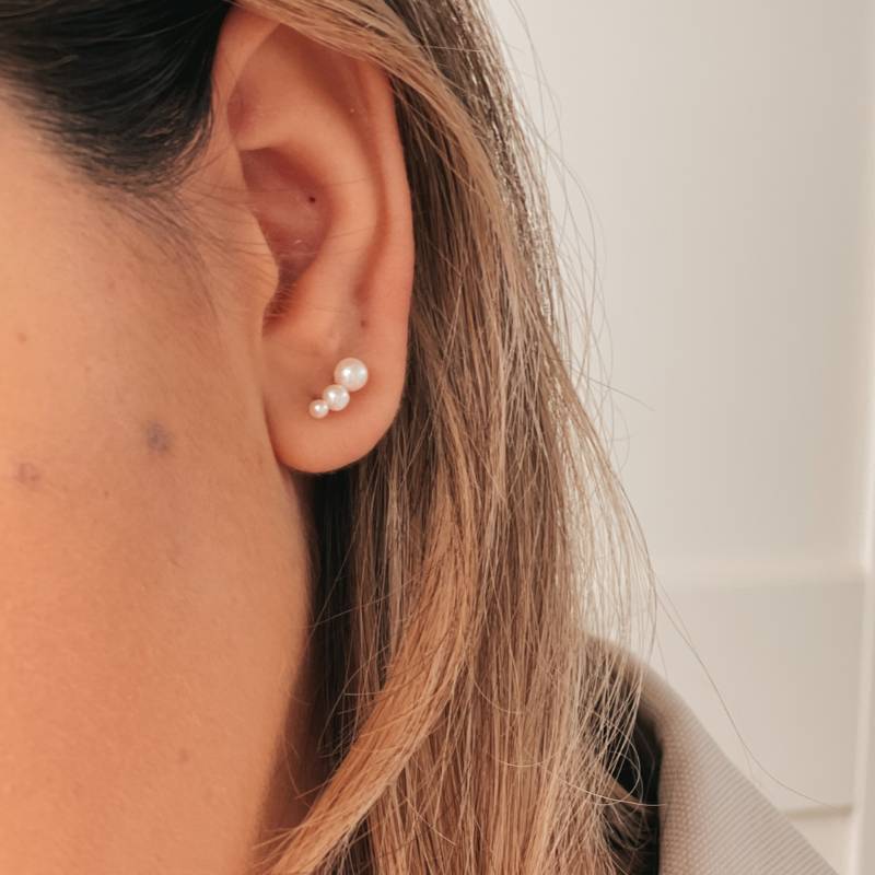 Cercei din aur Tiny Pearls