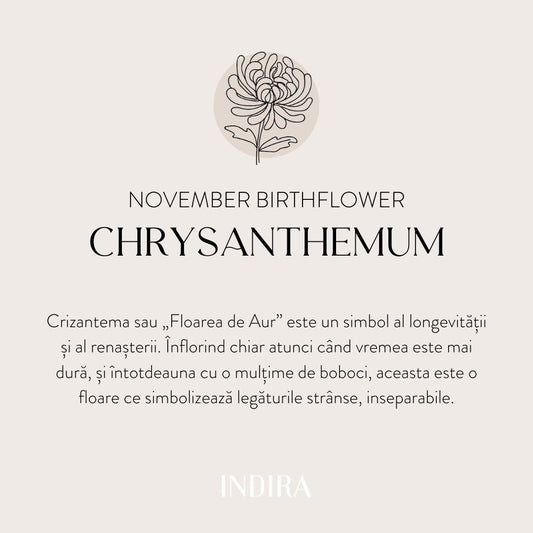 Brățară șnur din argint Golden BirthFlower - November Chrysanthemum - Indira