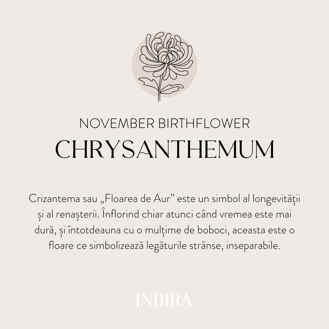 Birth Flower arany zsinór karkötő - November Chrysanthemum - Indira