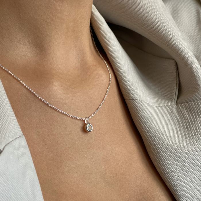 Colier din argint Birthstone December - Topaz Albastru