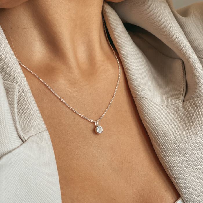 Colier din argint Birthstone December - Topaz Albastru