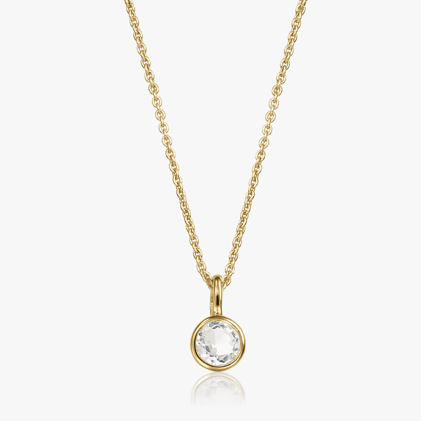 Colier din argint Birthstone Golden April - Topaz Alb
