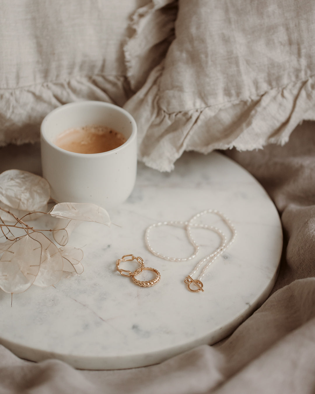 Colier din aur Locked - Perle Naturale - Indira