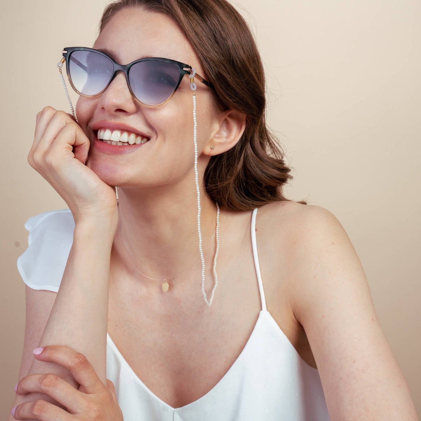 Lanț pentru ochelari Pearly Golden - Perle Naturale