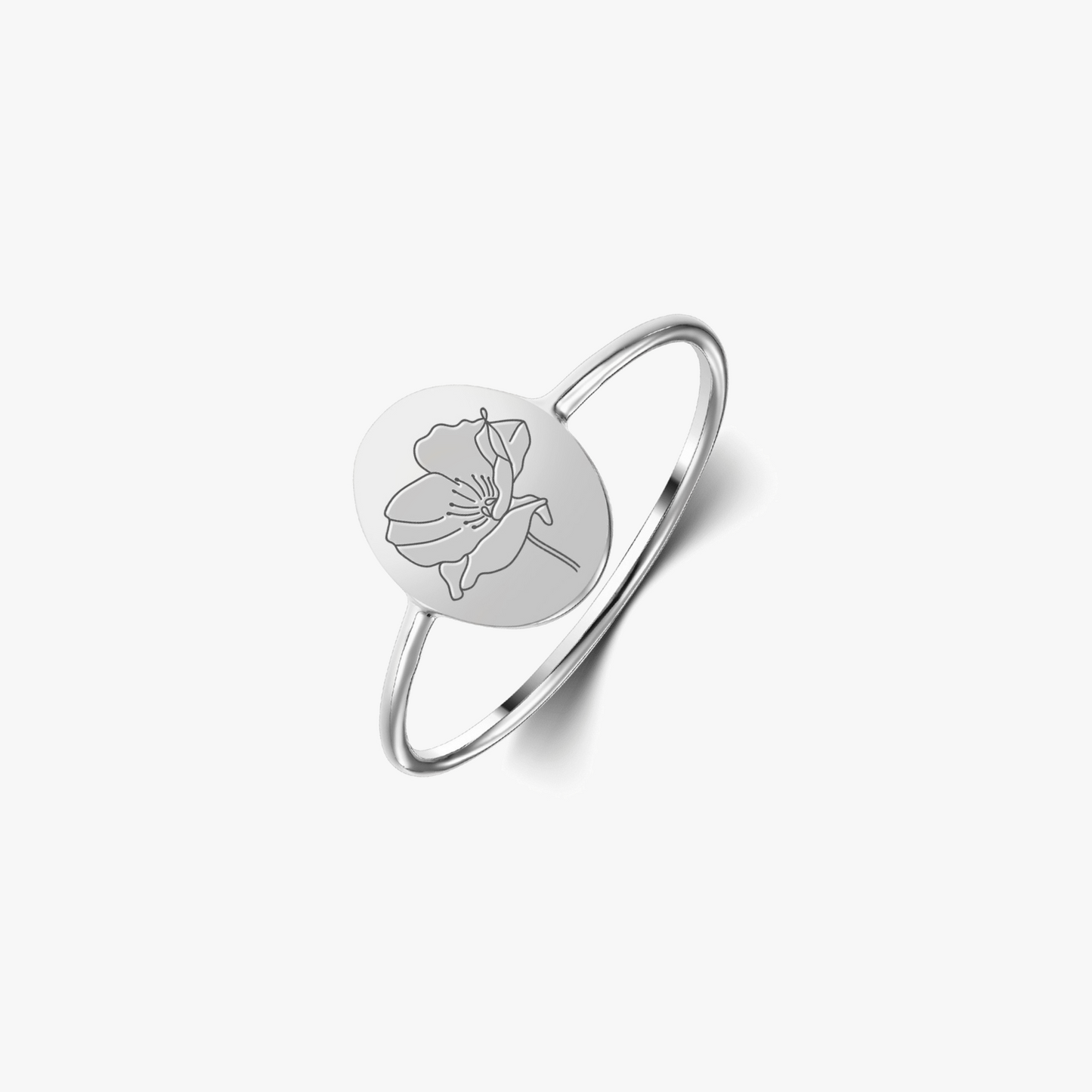 Inel din argint Birth Flower - August Poppy