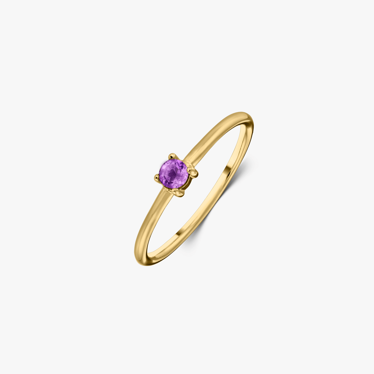 Birthstone Golden February ezüst gyűrű - Ametiszt - Indira