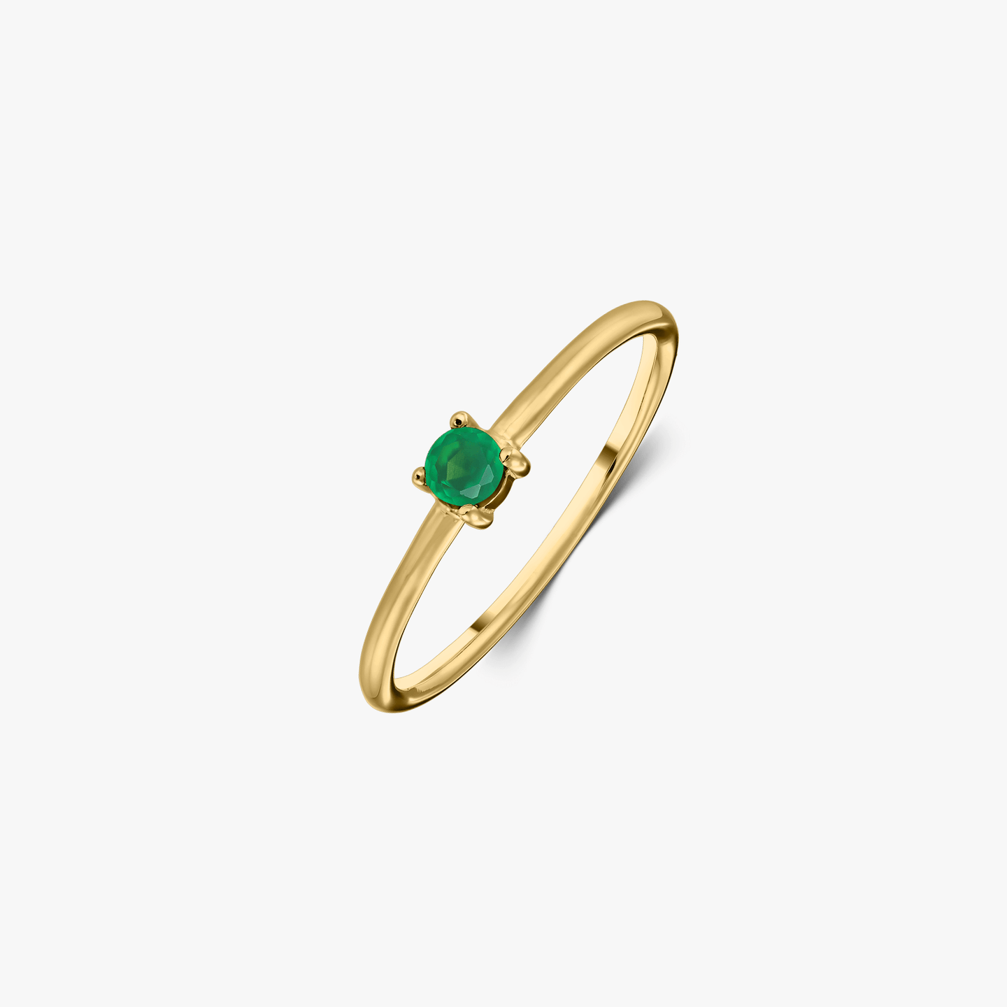 Ezüst Birthstone Golden Május - Zöld Onix Gyűrű - Indira