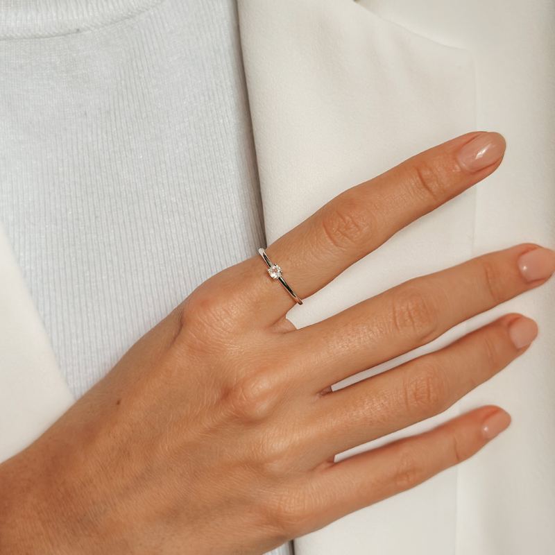 Inel din argint Birthstone June - Piatra Lunii