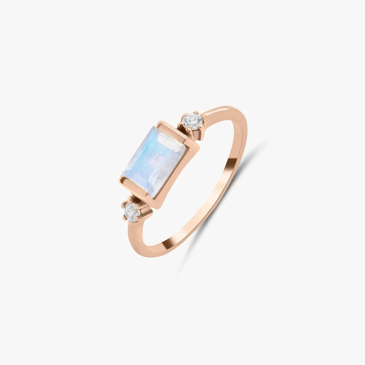 Inel din argint Eva Rose Gold - Piatra lunii, Zirconiu