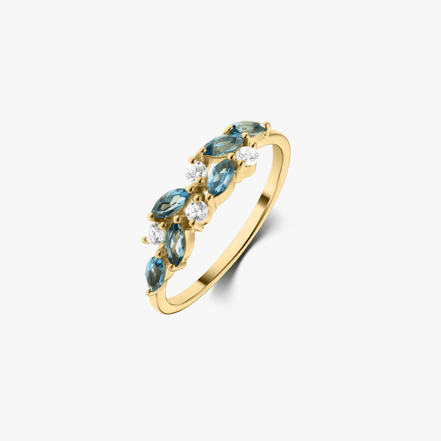 Inel din argint Golden Verdure - Topaz Albastru London