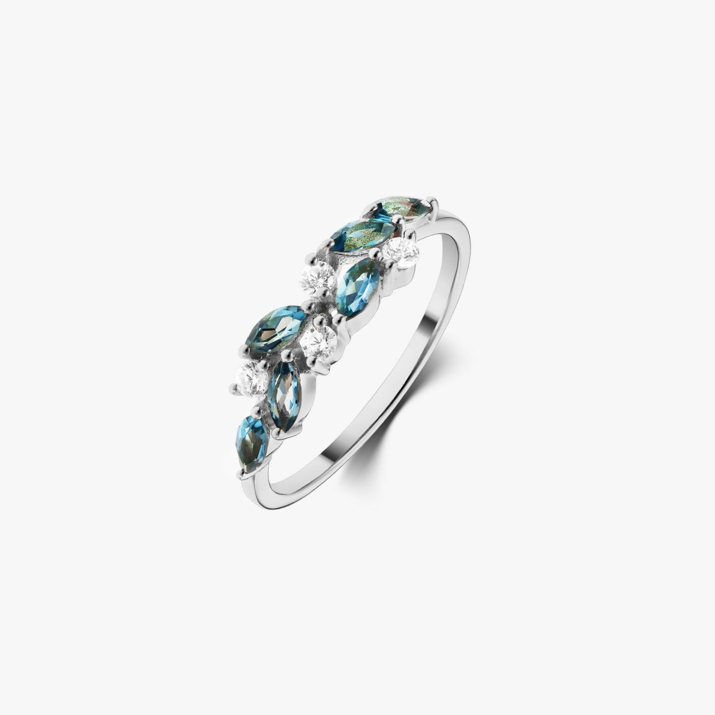 Inel din aur White Verdure - Topaz Albastru London