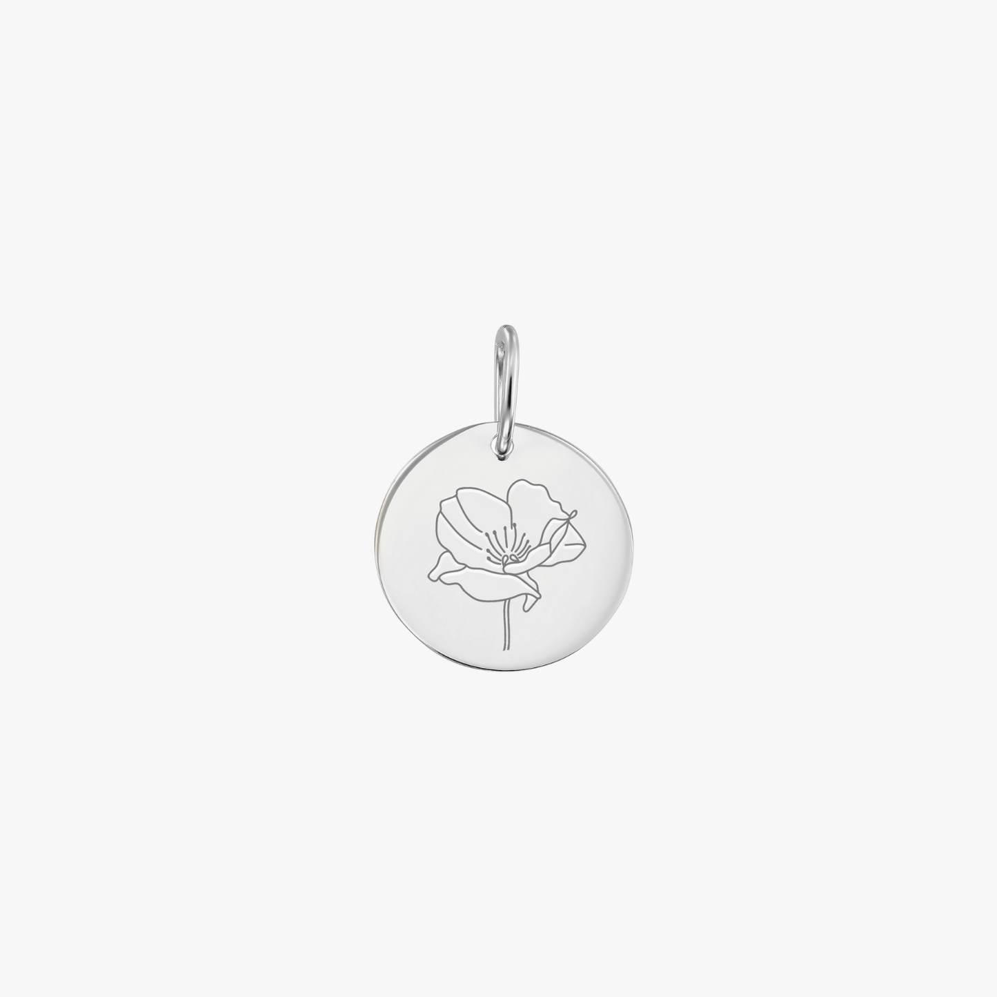 Pandantiv din aur alb Birth Flower - August Poppy