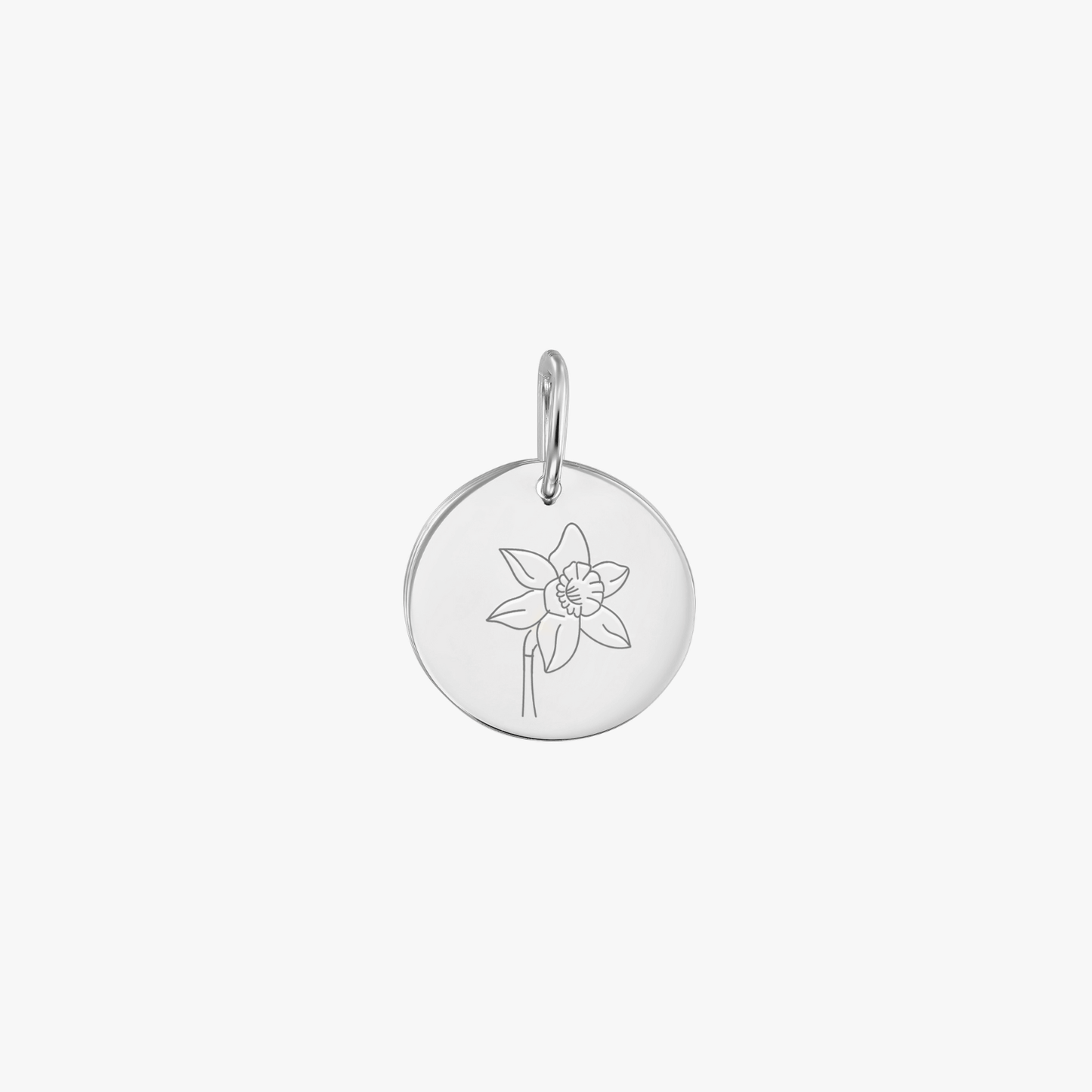 Pandantiv din aur alb Birth Flower - March Daffodil