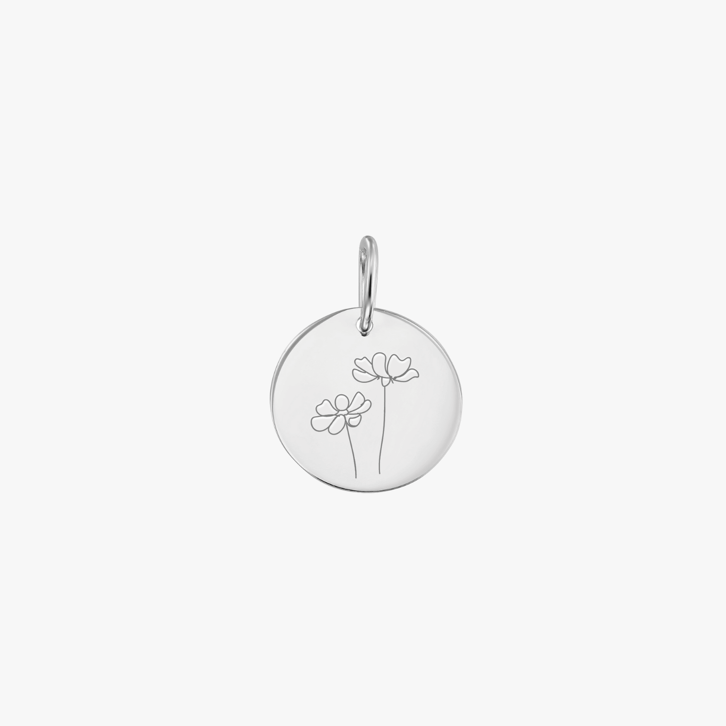 Pandantiv din aur alb Birth Flower - October Cosmos