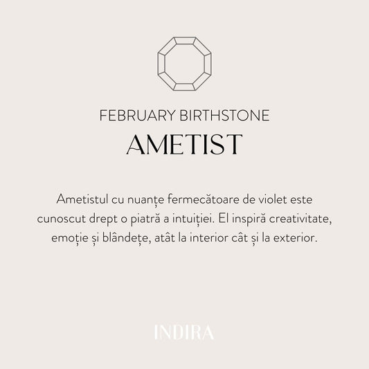 Brățară din argint Birthstone February - Ametist - Indira