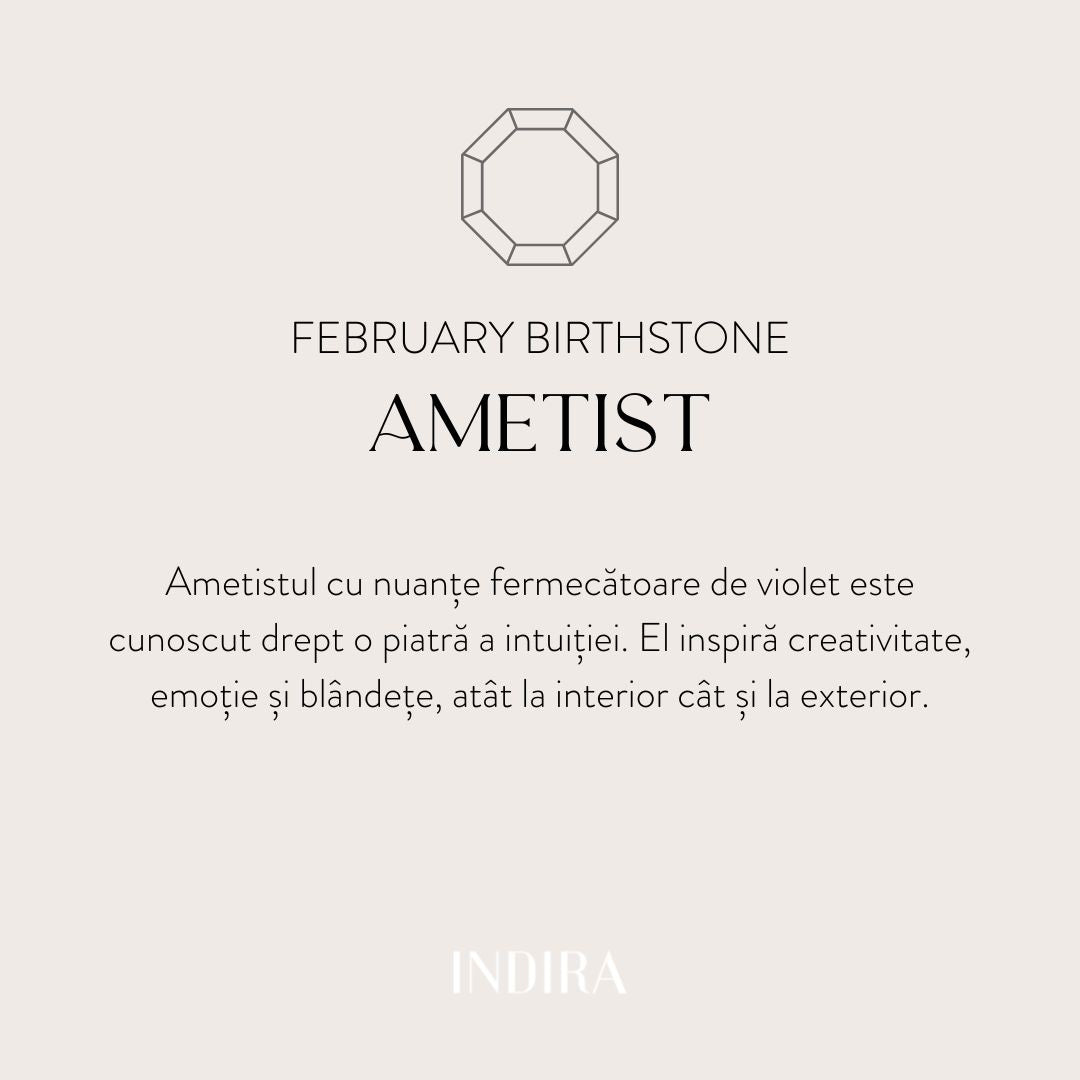 Birthstone Golden February - Amethyst - Indira ezüst fülbevaló