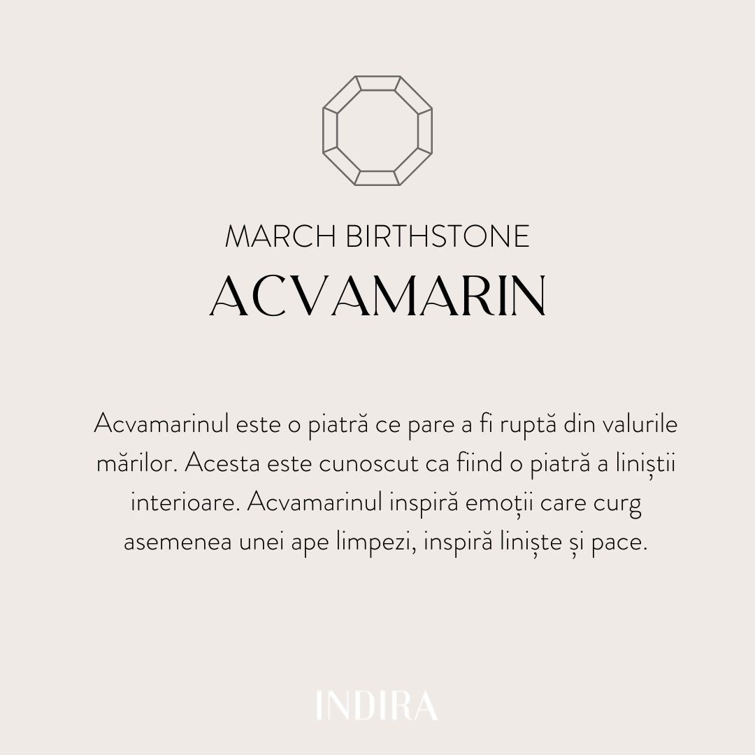 Brățară șnur din argint Birthstone Golden March - Acvamarin