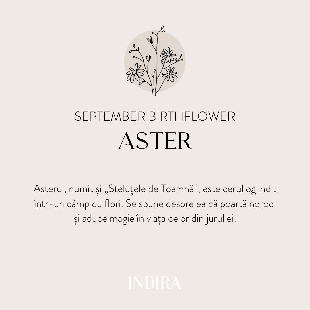 Ezüst Birth Flower gyűrű - Szeptember Aster - Indira