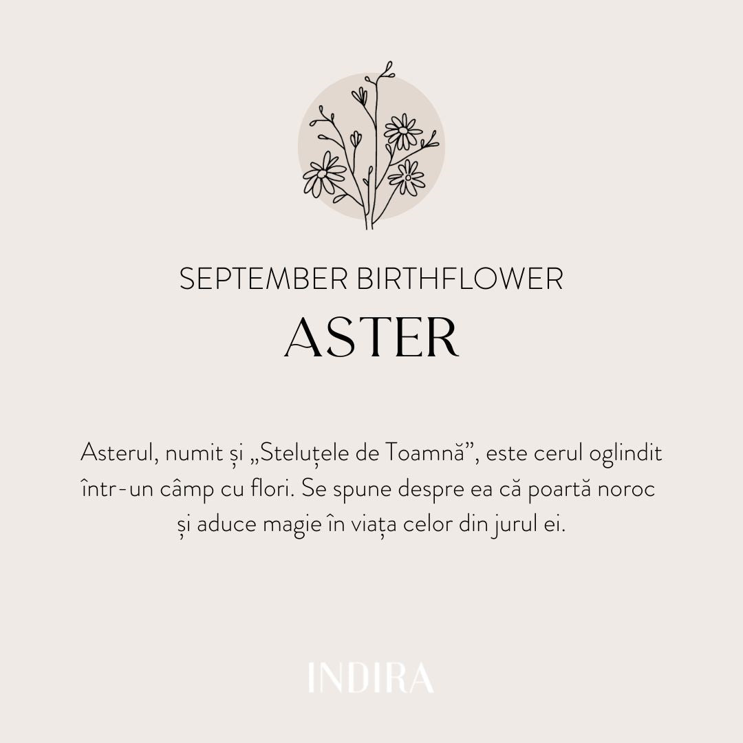 Pandantiv din aur alb Birth Flower - September Aster
