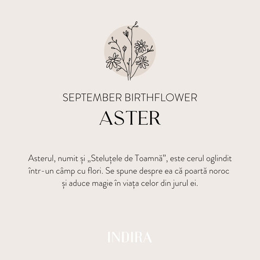 Brățară șnur din argint Silver BirthFlower - September Aster - Indira